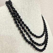 Load image into Gallery viewer, Vintage 1920s Art Deco 58" Black Faceted Glass Bead Flapper Strand Necklace
