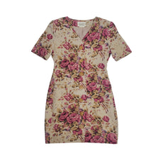 Load image into Gallery viewer, Vintage Linen Floral Short Sleeve Dress Size 8
