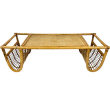 Load image into Gallery viewer, Vintage Bamboo Breakfast Tray with Newspaper Side Storage
