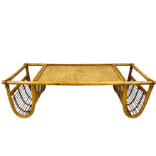 Load image into Gallery viewer, Vintage Bamboo Breakfast in Bed Tray with Newspaper Side Storage
