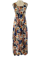 Load image into Gallery viewer, Vintage Hibiscus Hawaiian Print Dress 100% Cotton Size Small 
