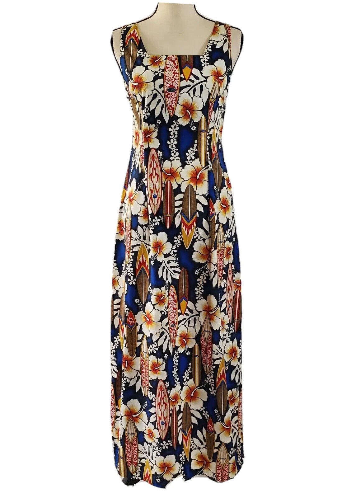 Vintage Hibiscus Hawaiian Print Dress 100% Cotton Size Small 
