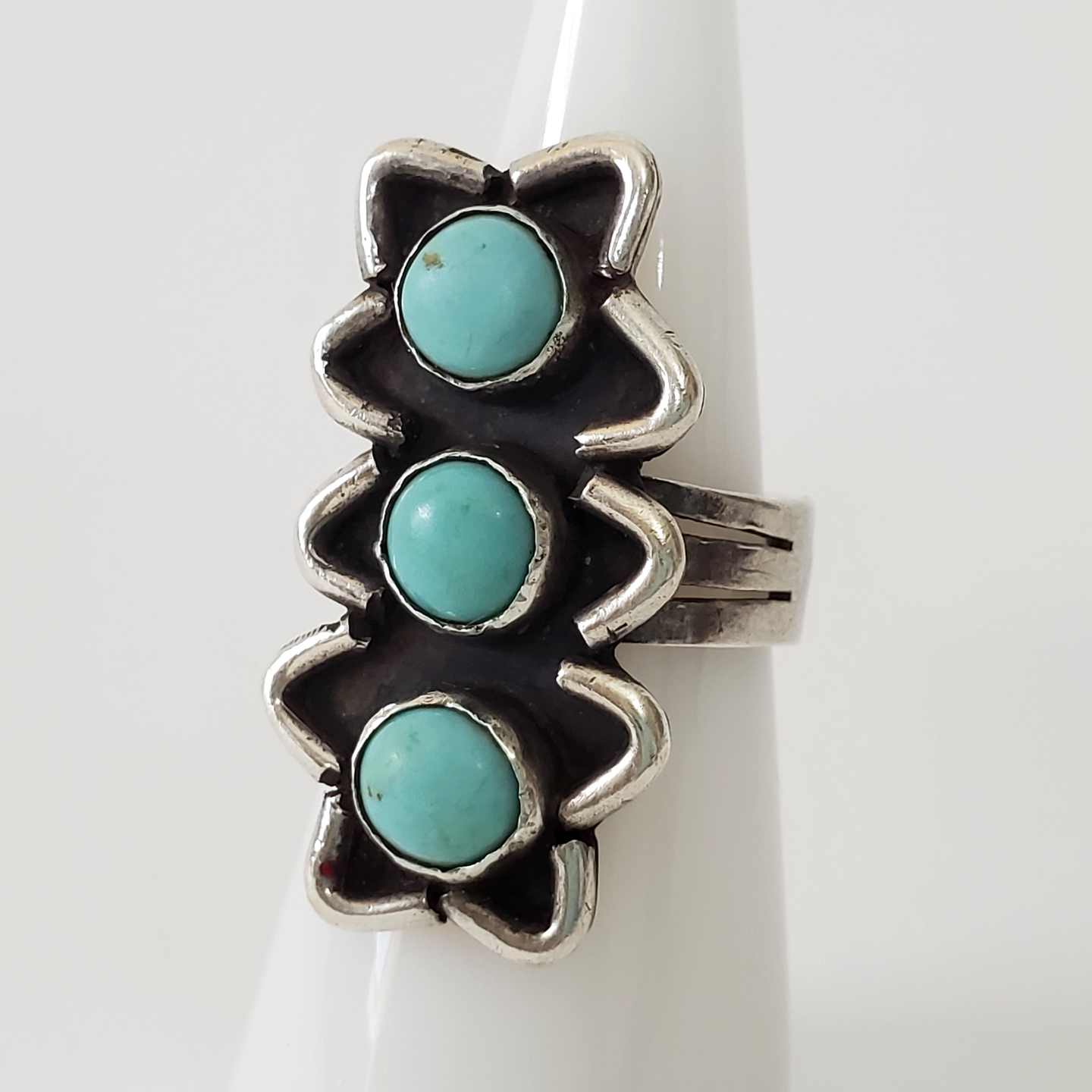 Vintage Native American Turquoise Ring 925 Silver Size 5.5