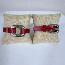 Load image into Gallery viewer, UNOde50 Trunk Show Exclusive Red Leather &amp; Silver Plate Buckle Bracelet
