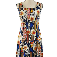 Load image into Gallery viewer, Vintage Hibiscus Hawaiian Print Dress 100% Cotton Size Small
