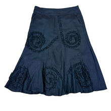 Load image into Gallery viewer, Vintage 90s Linen Cotton A Line Midi Skirt Black Size 6
