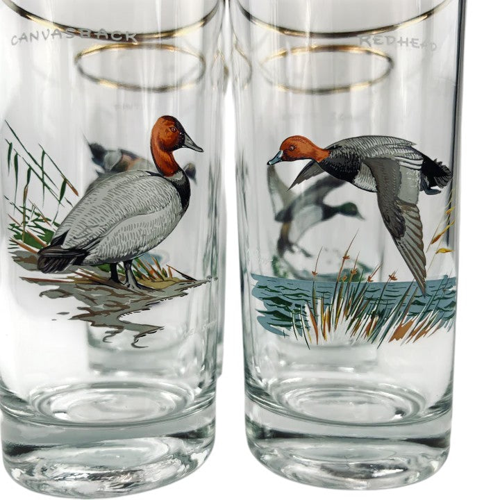 Ned Smith Game Bird Gold Rim Highball Glasses Set Of 4 Signed