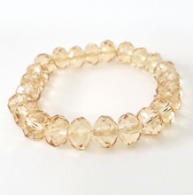 Load image into Gallery viewer, Faceted Glass Bead Stretch Bracelet - Light Champagne
