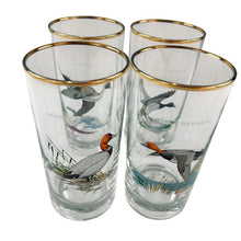 Load image into Gallery viewer, Vintage Ned Smith Game Bird Highball Glasses Gold Rim Set Of 4 Signed
