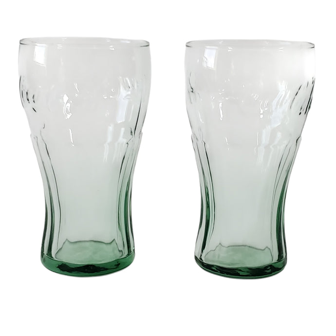 Vintage Coca-Cola Green Glass Set of 2