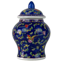 Load image into Gallery viewer, Mid Century Blue Bone China Jar with Butterflies &amp; Flowers
