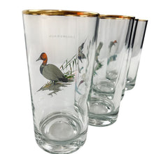 Load image into Gallery viewer, Ned Smith Game Bird Gold Rim Highball Glasses Set Of 4 Signed
