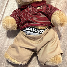 Load image into Gallery viewer, Build A Bear Teddy ~ 14” Wearing Khaki Shorts with Striped Polo

