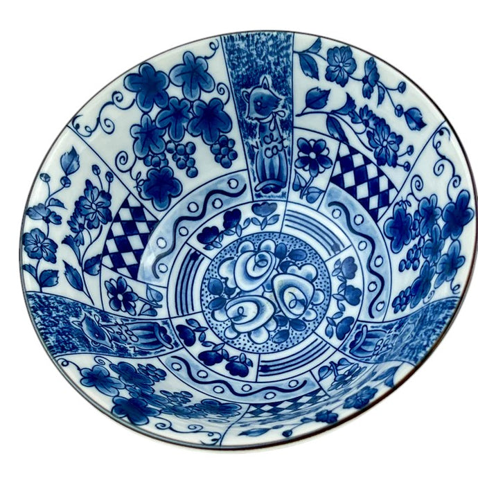 Blue China Nice Cat Rice Bowls Made in Japan Set of 2