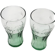 Load image into Gallery viewer, Vintage Coca-Cola Green Glass Set of 2  6” Tall
