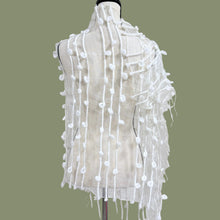 Load image into Gallery viewer, 90s Artisan Handmade White Silk Organza Nuno Felted Textured Shawl Wrap
