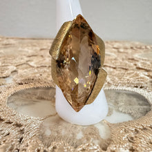 Load image into Gallery viewer, Vintage Signed Champagne Crystal Marquise Cocktail Statement Ring Size 8.5

