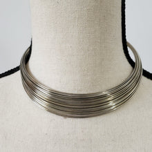 Load image into Gallery viewer, Vintage 70s Mod Choker Silver Tone Banded Wire 13.5&quot;
