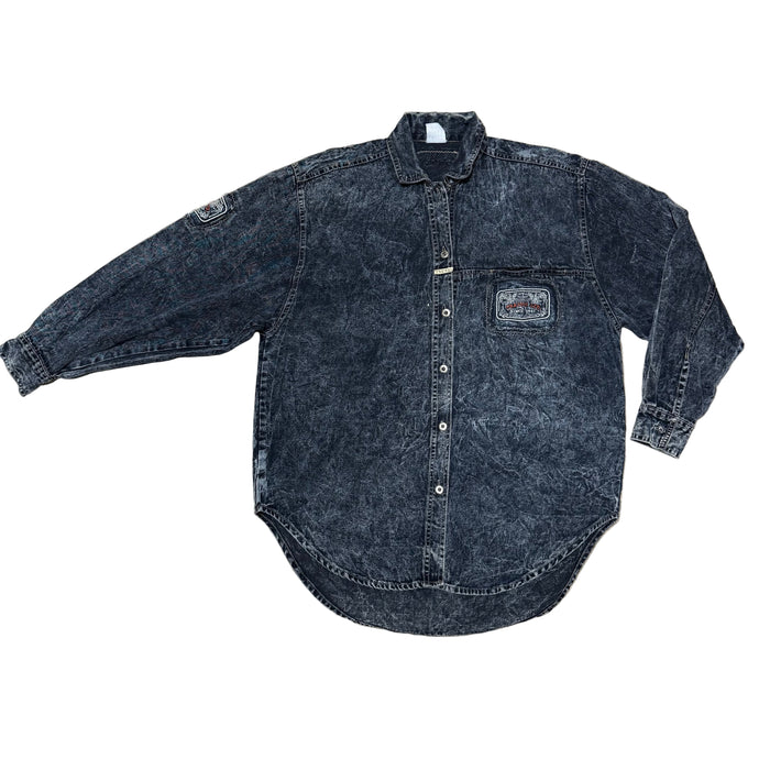 Vintage Traffic Ltd Acid Wash Denim Shirt Size Medium