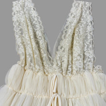 Load image into Gallery viewer, Vintage 1970s Ivory Lace Nylon Bridal Nightgown USA Made Size Small
