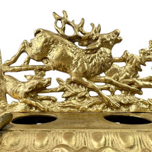 Load image into Gallery viewer, Antique Dogs Hunting Stag Elk Bradley And Hubbard Double Inkwell
