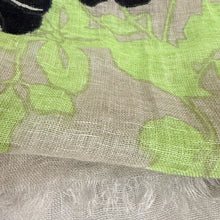 Load image into Gallery viewer, Vintage 90s 100% Linen Floral Scarf Wrap Lightweight Fringed
