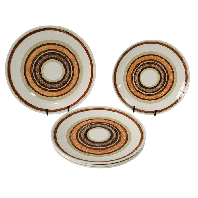 Vintage Cavalier Ironstone Santa Fe Dish Set 4 Dinner Plates & 1 Serving Platter