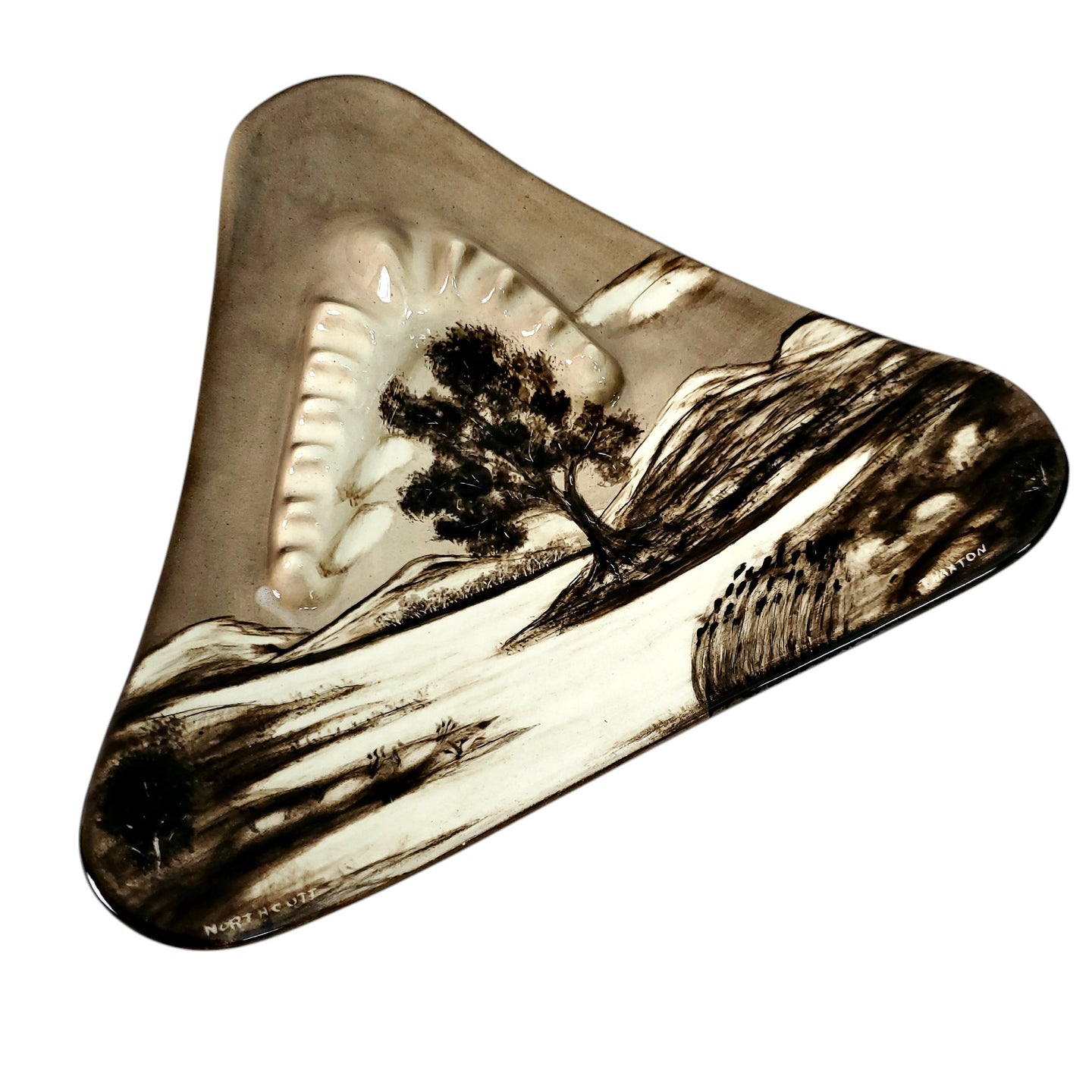 70s Handcrafted Triangle Ashtray Signed by Artist
