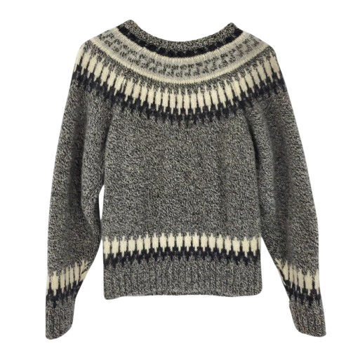 Fair Isle Shetland Wool Knit Pullover Sweater Size Large