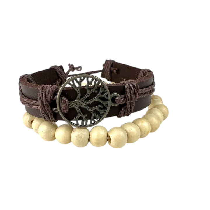 Tree of Life Leather Bracelet Set