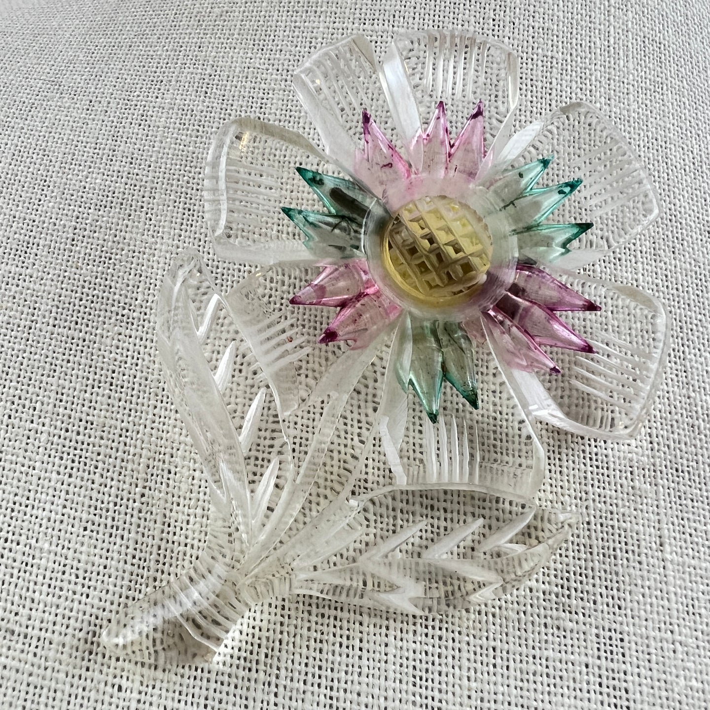 Vintage Clear Acrylic Flower Power Brooch