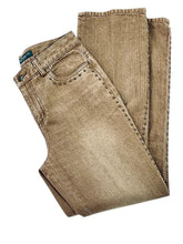 Load image into Gallery viewer, Lauren RL Tan Western Studded Mid Rise Bootcut Jeans Size 2P
