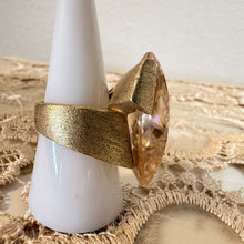 Load image into Gallery viewer, Vintage Signed Champagne Crystal Marquise Cocktail Statement Ring Size 8.5

