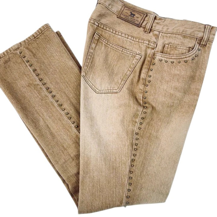 Lauren RL Tan Western Studded Mid Rise Bootcut Jeans Size 2P