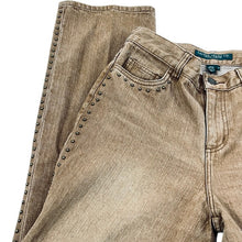 Load image into Gallery viewer, Lauren RL Tan Western Studded Mid Rise Bootcut Jeans Size 2P
