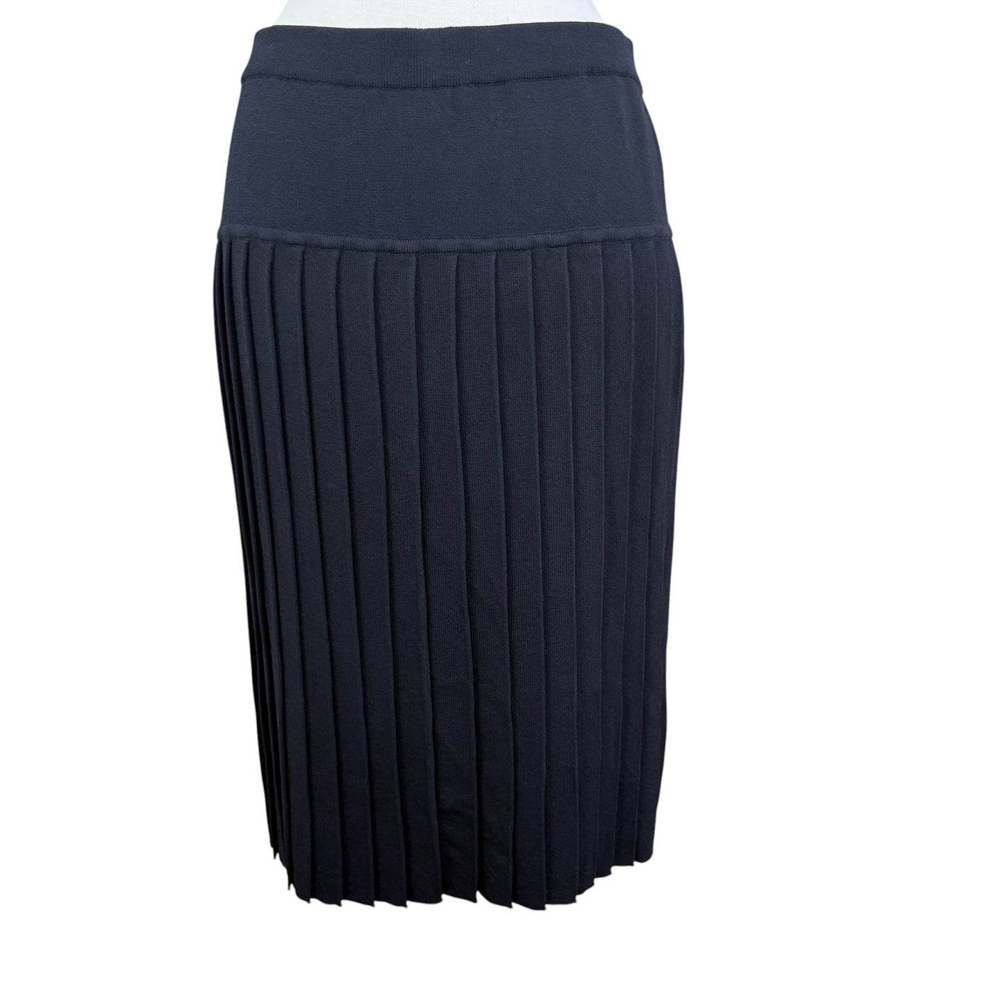 2000s Black Knit Pleat Midi Skirt Size Large