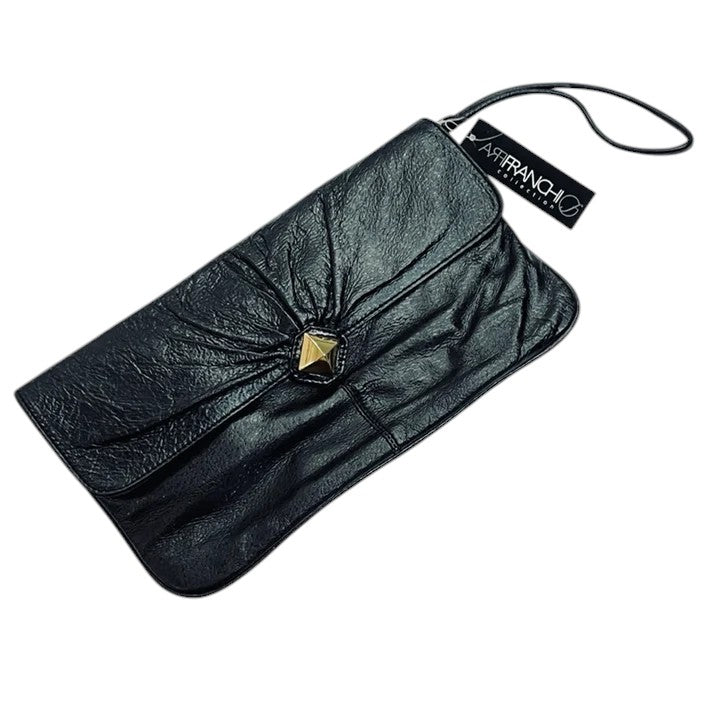 Franchi Black Leather Clutch Wristlet