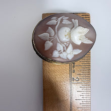 Load image into Gallery viewer, Vintage Hand Carved Shell Cameo Brooch Pin Bird Nesting
