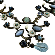 Load image into Gallery viewer, Vintage Blue Floral Statement Necklace
