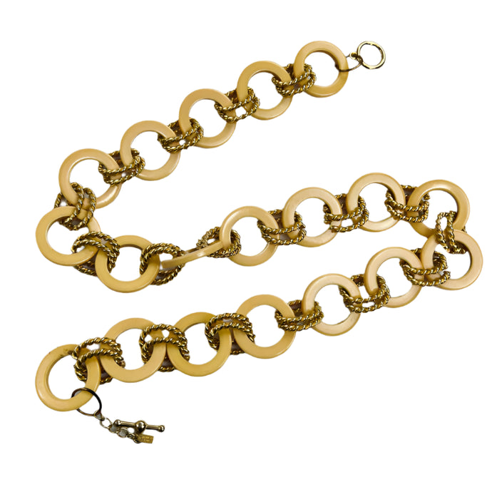 Vintage 80s Resin & Gold Tone Chain Link Belt 32