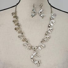 Load image into Gallery viewer, Mid-century Modern Sterling Silver Necklace Tribal Necklace &amp; Earrings
