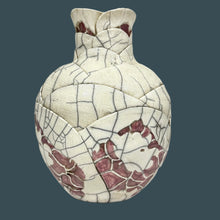 Load image into Gallery viewer, Crackle &amp; Glaze Raku Pottery Vase Signed by Elaine Xenelis Fuller
