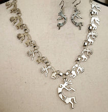 Load image into Gallery viewer, Sterling Silver Kokopelli Necklace &amp; Earrings Set
