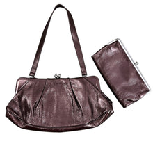 Load image into Gallery viewer, HOBO Metallic Bronze Leather Purse &amp; Wallet Set
