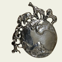 Load image into Gallery viewer, Vintage 925 Silver Safari Earth Dual Pendant Brooch
