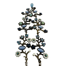 Load image into Gallery viewer, Vintage Blue Floral Statement Necklace 19&quot;
