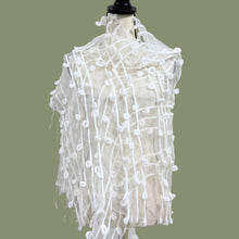 Load image into Gallery viewer, 90s Artisan Handmade White Silk Organza Nuno Felted Textured Shawl Wrap
