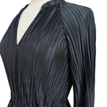Load image into Gallery viewer, Black Pleated 70s Style Long Sleeve Maxi Dress Size Small
