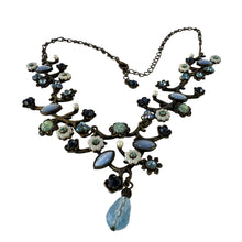 Load image into Gallery viewer, Vintage Blue Floral Statement Necklace
