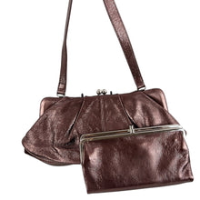 Load image into Gallery viewer, HOBO Metallic Bronze Leather Purse &amp; Wallet Set
